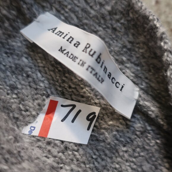 Womens Amina Rubinacci Marled Gray Cotton Blend Knit Cardigan Sweater 46 US/8-10 - Picture 13 of 16